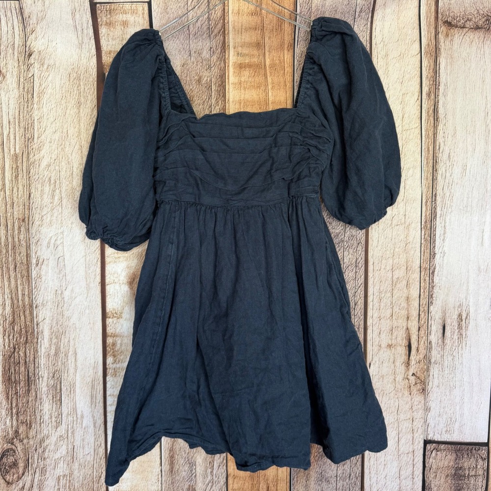 Abercrombie & Fitch Dress Emerson Poplin Puff Sleeve Mini Babydoll Size Small